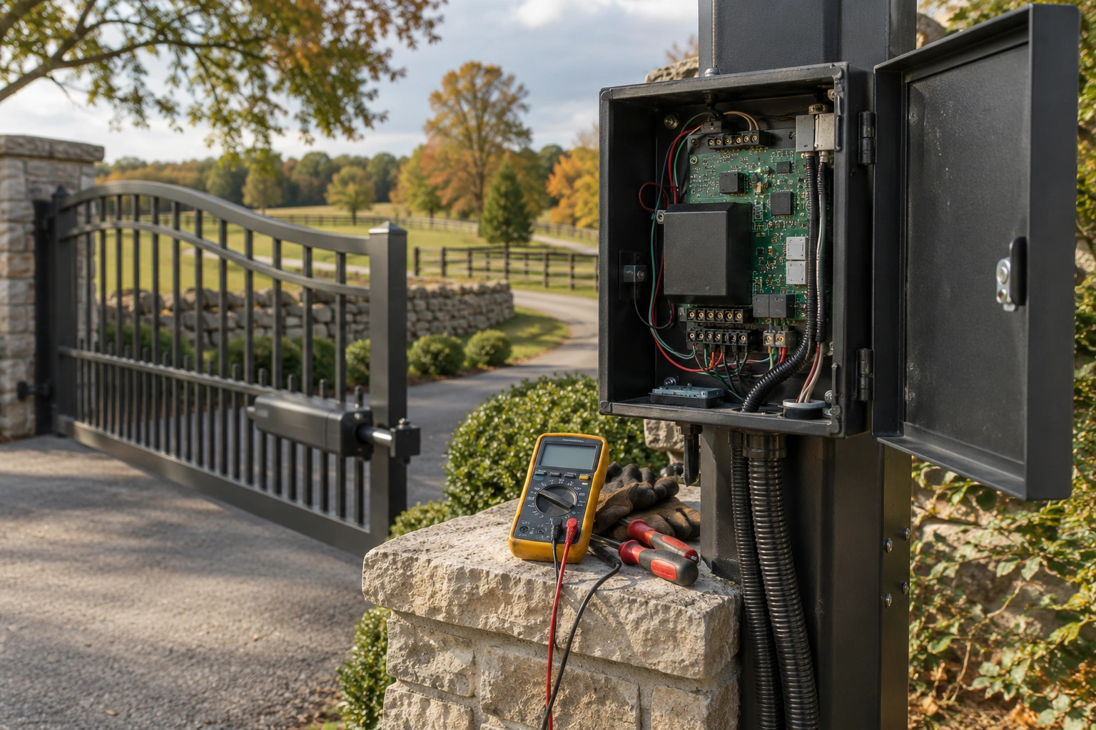 Black steel gate installation for Metal Gate Motor Repair in Lexington, KY