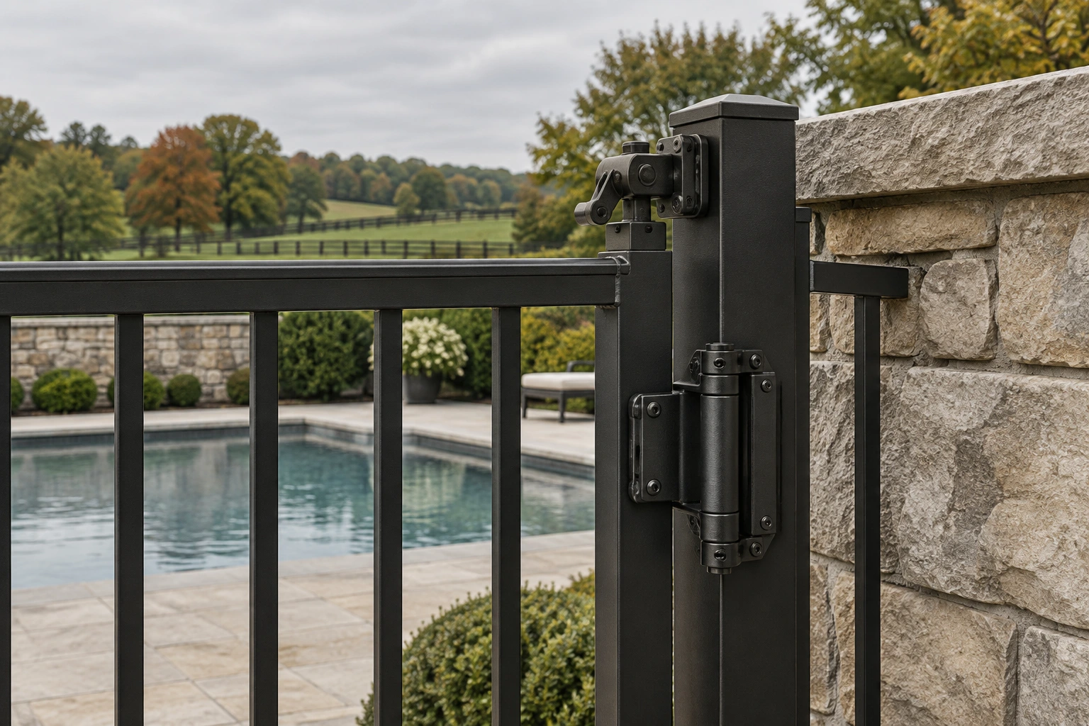 Close-up hardware detail for Pool Metal Gates in Lexington, KY