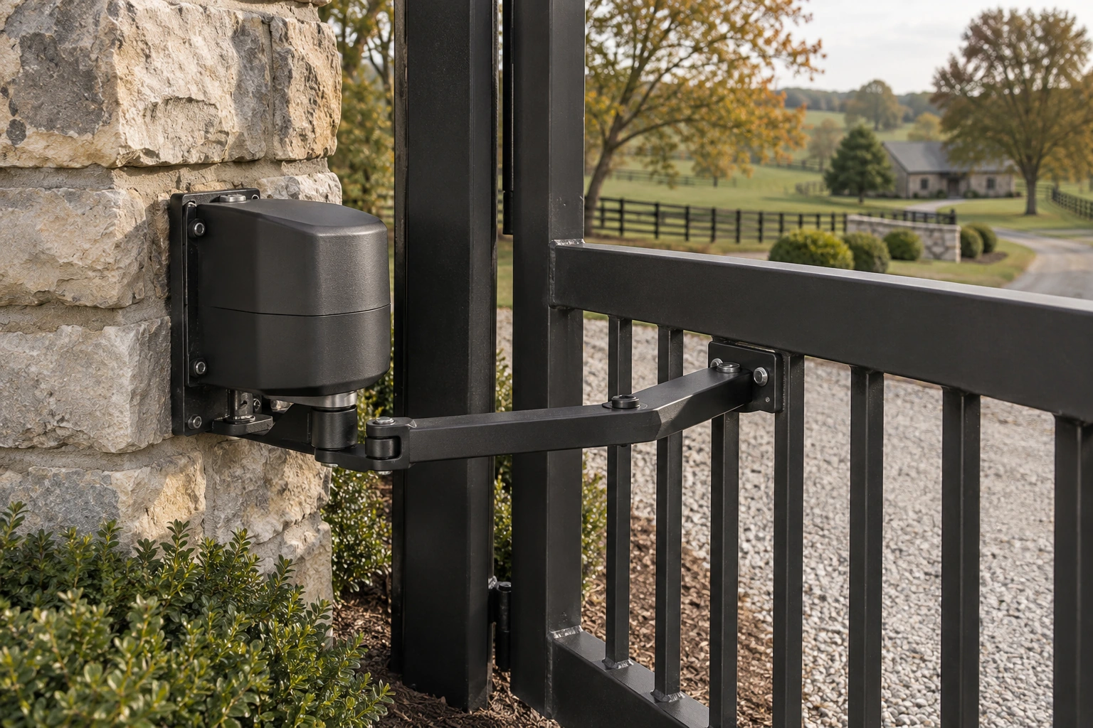 Close-up hardware detail for Swing Metal Gate Installation in Lexington, KY